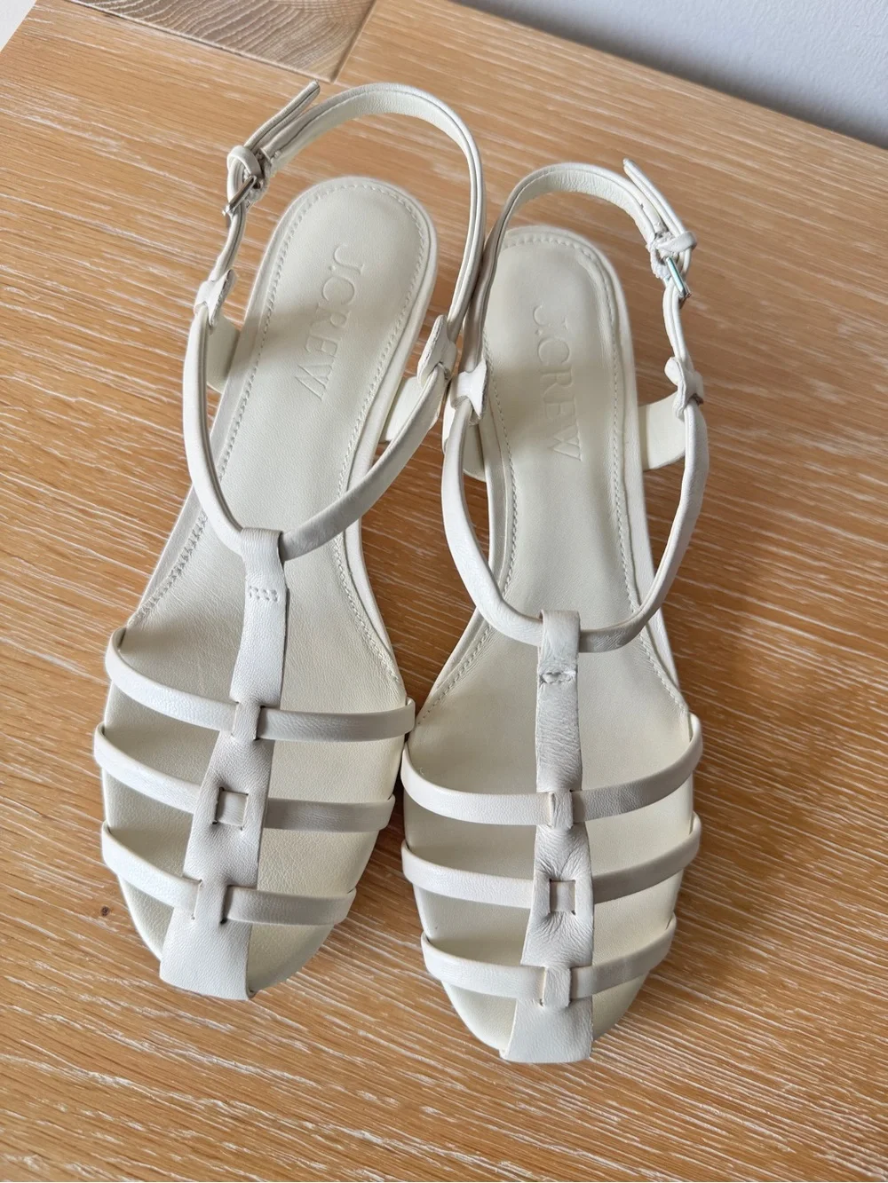 J. CREW Cage-toe kitten heels in leather, Ivory, Size 7 CR925 *with box* - Picture 6 of 15